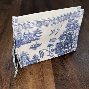 Two's Company Blue and White Cosmetic Bag